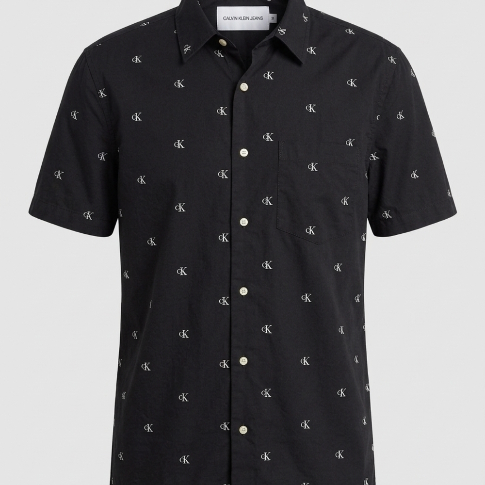 Calvin Klein Men's Black Patterned Button Down Shirt